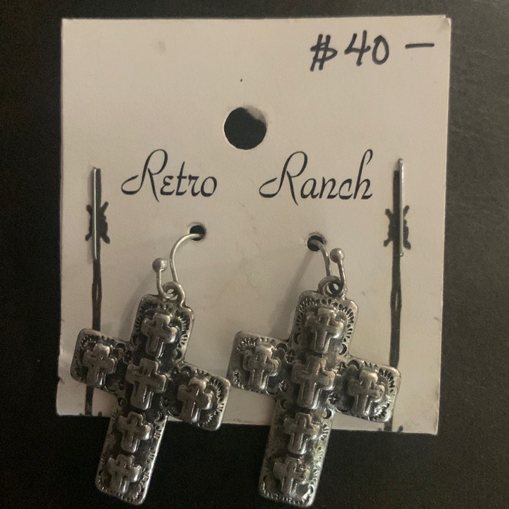 Retro Ranch Cross Earrings